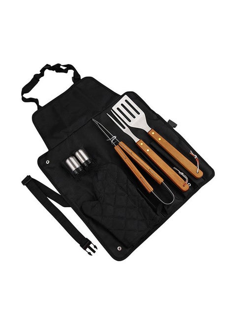 7 Piece BBQ Set,Stainless Steel BBQ Tool Set,Outdoor Grilling Accessories with Storage Apron for Camping/Backyard Grilling
