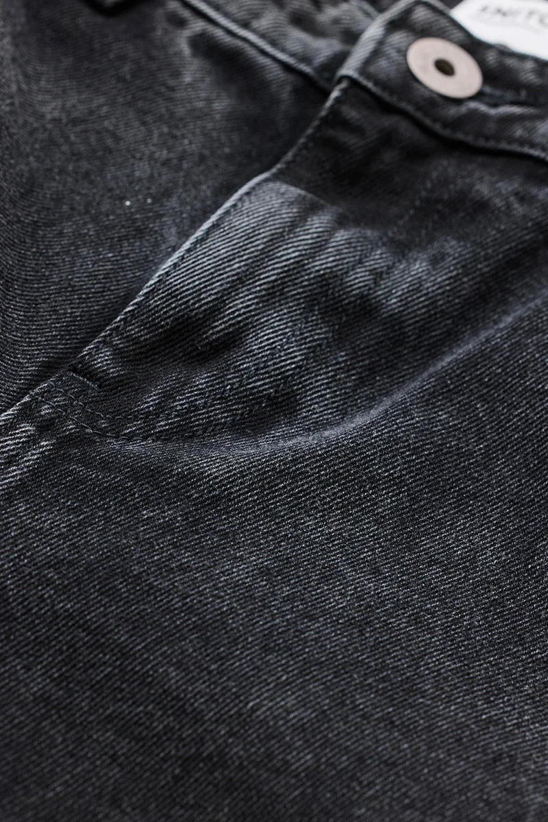 سنيتش Dark Grey Solid Loose Fit Casual Jeans