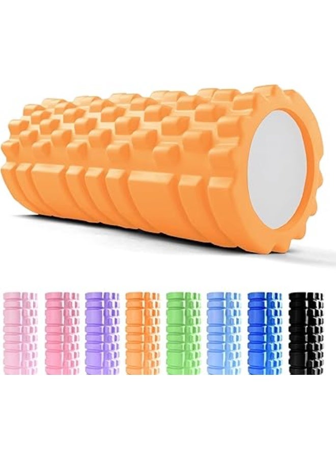 أسطوانة التدليك الرغوية، أسطوانة التدليك الرغوية للياقة البدنية، تدليك عميق للعضلات وتدليك خفيف للعضلات لليوجا والبيلاتس من أجل استرخاء العضلات، تمارين التوازن، تخفيف آلام العلاج الطبيعي (برتقالي) - Image 1