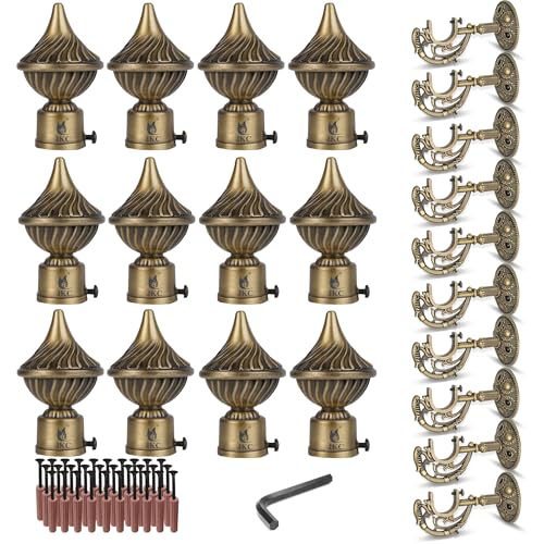 JKC Antique Zinc Alloy Whirl Curtain Brackets and Holders, Curtain Holders for Wall, Curtain Brackets, Curtain Holder, Curtain Rod Holder Golden - 5 Pair (Antique Gold, 6 Pair) - Image 1