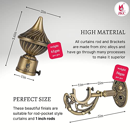 JKC Antique Zinc Alloy Whirl Curtain Brackets and Holders, Curtain Holders for Wall, Curtain Brackets, Curtain Holder, Curtain Rod Holder Golden - 5 Pair (Antique Gold, 6 Pair) - Image 2