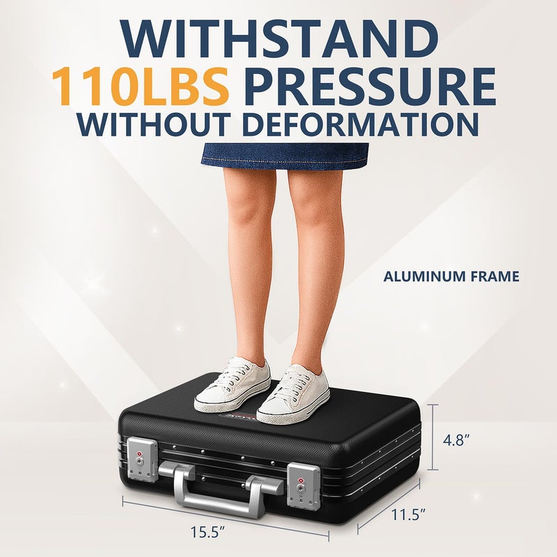 COLCASE Fireproof Document Box, Ultra Hard Case All-Around Fireproof Box with TSA Lock Aluminum Frame Zipperless Hard-Shell Safe Box for Documents Valuables Passports Black - Image 3