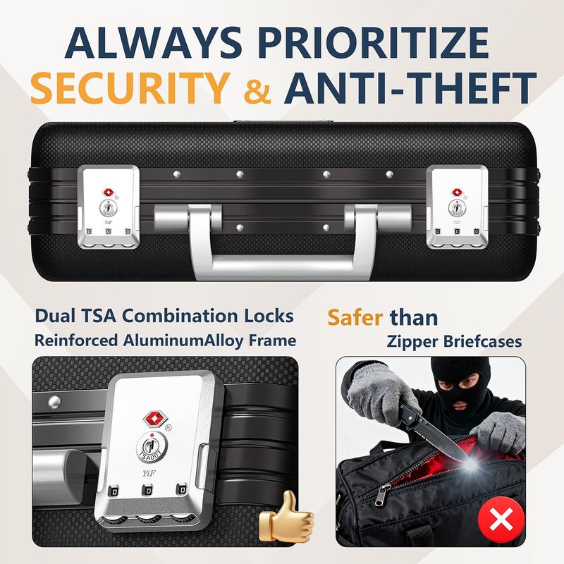 COLCASE Fireproof Document Box, Ultra Hard Case All-Around Fireproof Box with TSA Lock Aluminum Frame Zipperless Hard-Shell Safe Box for Documents Valuables Passports Black - Image 4