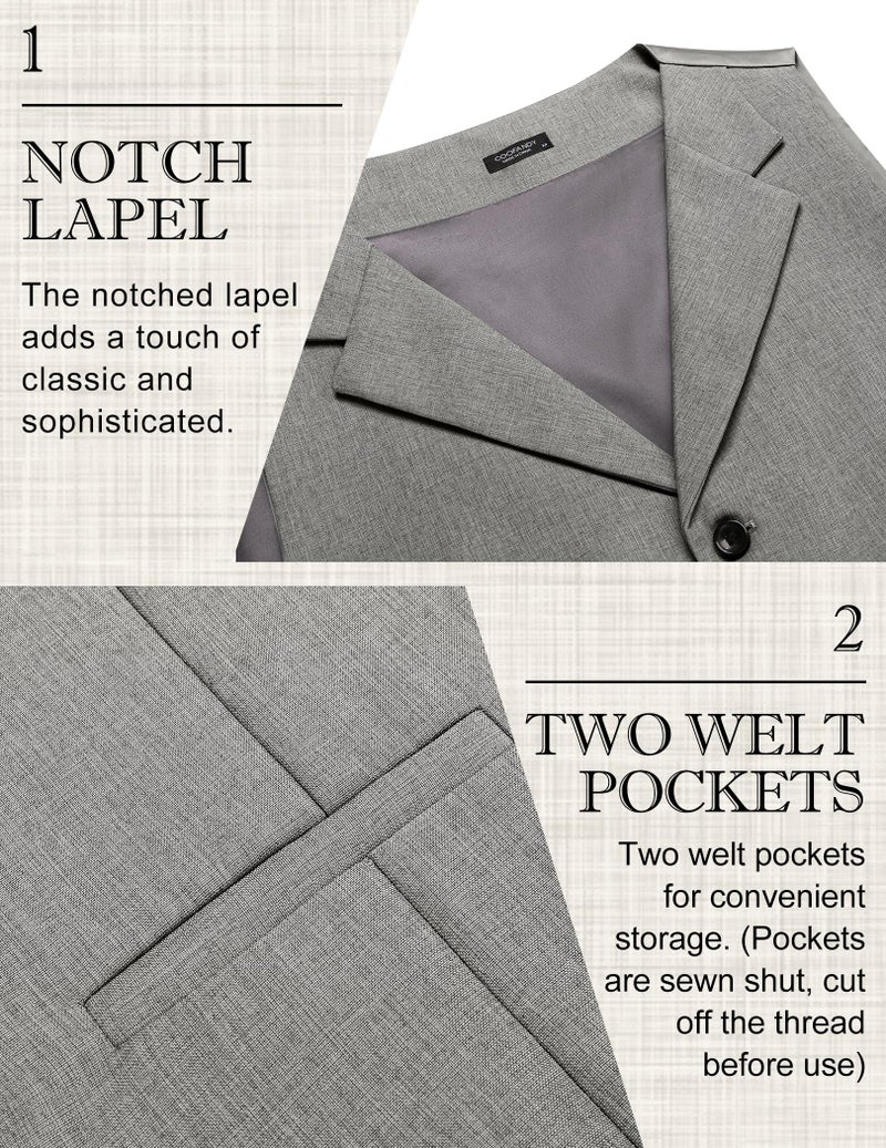 COOFANDY Grey Suit Vest Men Dress Casual Vests Slim Fit Formal Waistcoat, Gray, XL - Image 5