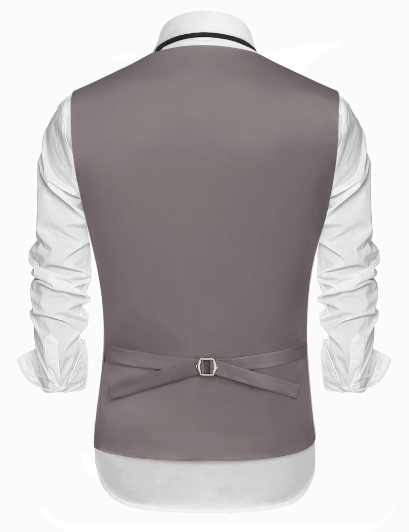 COOFANDY Grey Suit Vest Men Dress Casual Vests Slim Fit Formal Waistcoat, Gray, XL - Image 2