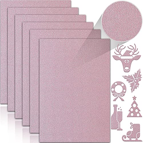 Twavang 24 Sheets Pink Glitter Cardstock Paper, A4 Premium Sparkly Paper for Scrapbook, DIY Projects, Party Decoration, Gift Box Wrapping 250GSM/92lb - Image 1