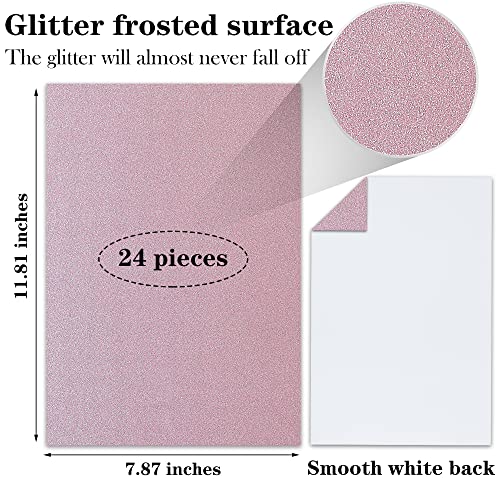 Twavang 24 Sheets Pink Glitter Cardstock Paper, A4 Premium Sparkly Paper for Scrapbook, DIY Projects, Party Decoration, Gift Box Wrapping 250GSM/92lb - Image 2