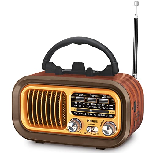 PRUNUS J150 Vintage/Retro Radio Bluetooth Speaker, AM FM Radio with Bluetooth, Bluetooth Radio, Support TF Card/USB Playing, TWS, D Battery Operated Radio, Rechargeable Radios - Image 1