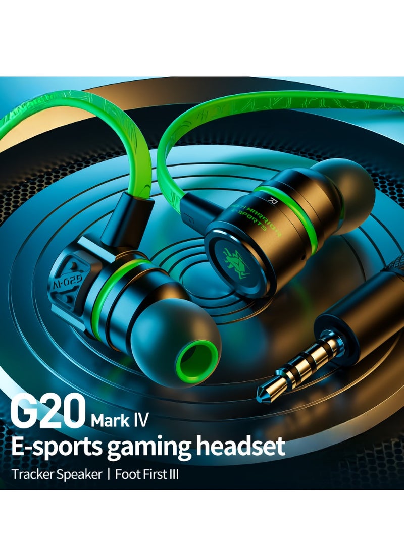 Gaming Earphones, Durable Hammerhead Bass Wired Headphones, Dual Plug In Ear Headphones With Mic And Volume, Lightweight Stereo Earbuds For Gaming Workout Running, (1pc, Green)