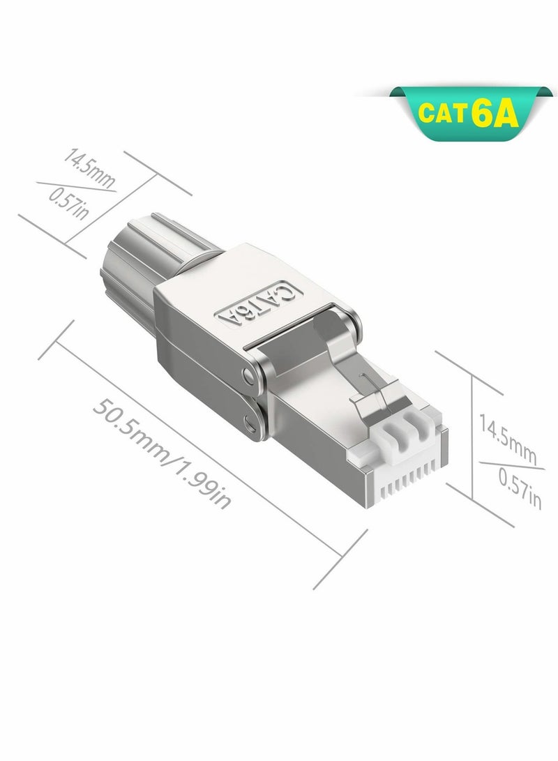 كابتن تيك RJ45 Cat6A Connectors, Tool-Free Reusable Shielded Ethernet Termination Plugs for 23AWG SFTP UTP Cable, 10G Easy Internet Plug, Fast Field Installation (4 Pack) - Image 2