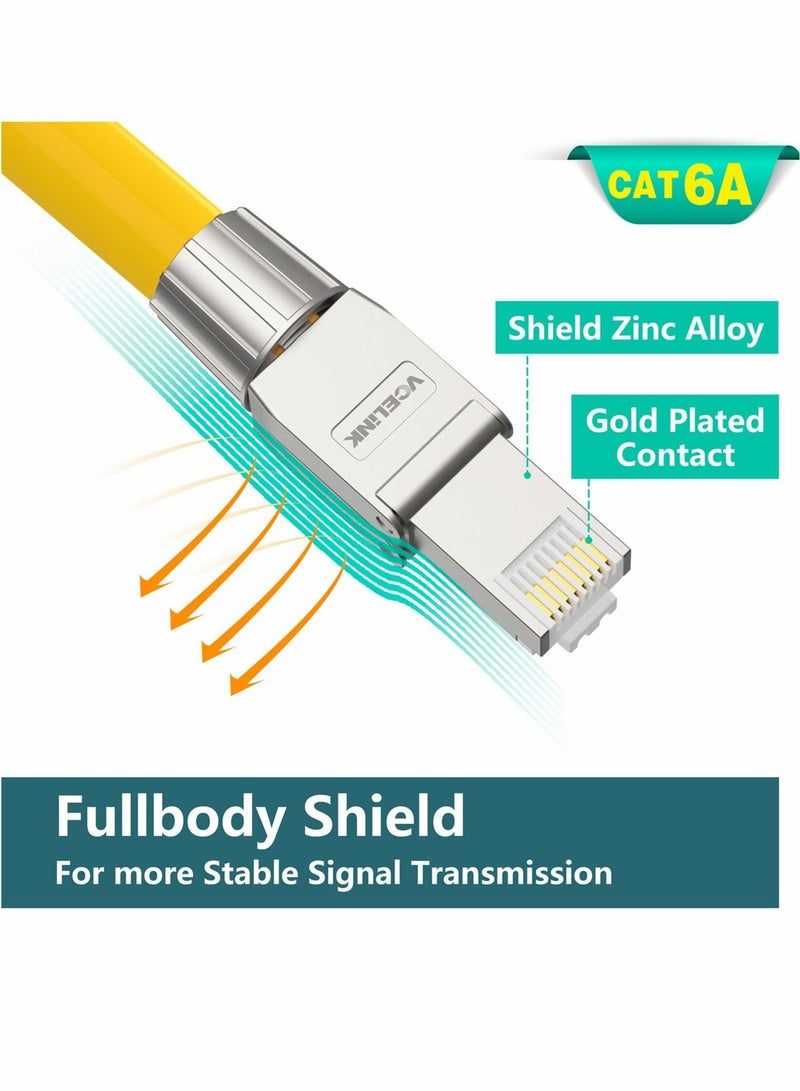 كابتن تيك RJ45 Cat6A Connectors, Tool-Free Reusable Shielded Ethernet Termination Plugs for 23AWG SFTP UTP Cable, 10G Easy Internet Plug, Fast Field Installation (4 Pack) - Image 4
