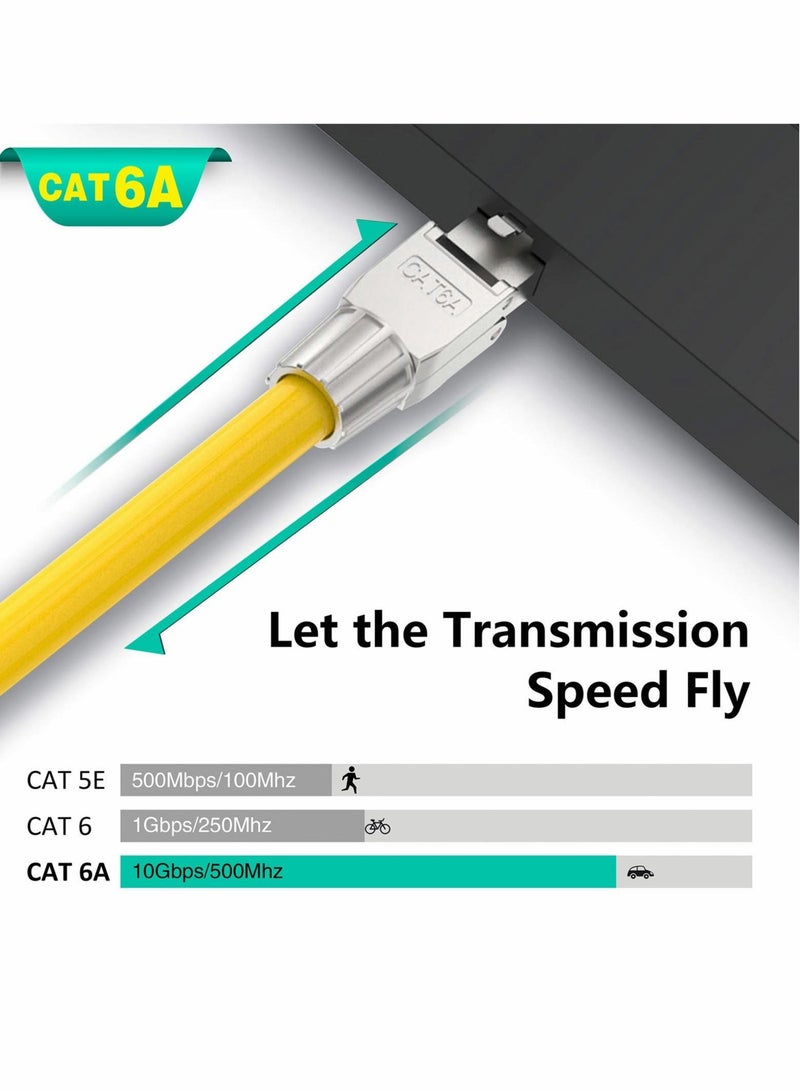 كابتن تيك RJ45 Cat6A Connectors, Tool-Free Reusable Shielded Ethernet Termination Plugs for 23AWG SFTP UTP Cable, 10G Easy Internet Plug, Fast Field Installation (4 Pack) - Image 5