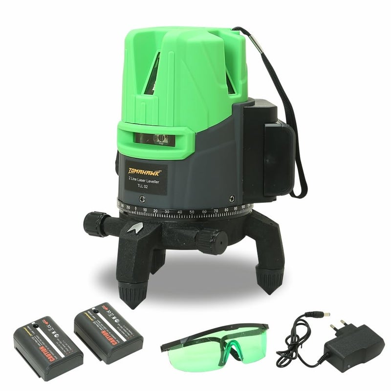 Tomahawk Professtional TLL-B-02-N 2 Lines 3D Horizontal and vertical green laser cross self leveling laser level - Waterproof and Rechargeable - Image 1