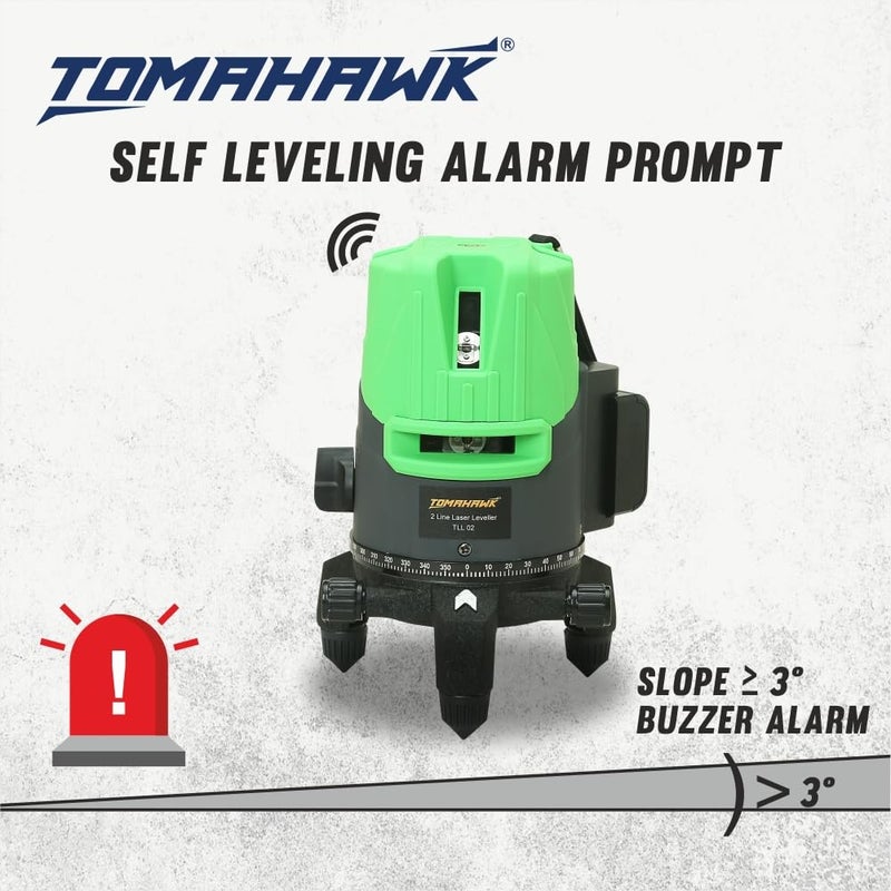 Tomahawk Professtional TLL-B-02-N 2 Lines 3D Horizontal and vertical green laser cross self leveling laser level - Waterproof and Rechargeable - Image 4