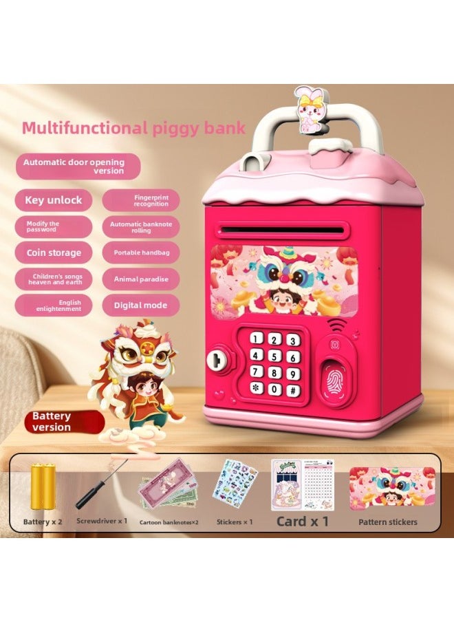 Generic - Can't Get In And Out Of The Year Piggy Bank Only Boys Password Box Kulomi Savings Girls Children Can Access-Color:National Trend Lion Awakening☀Password Unlock Automatic Banknote Rolling☀Battery Version - Image 1