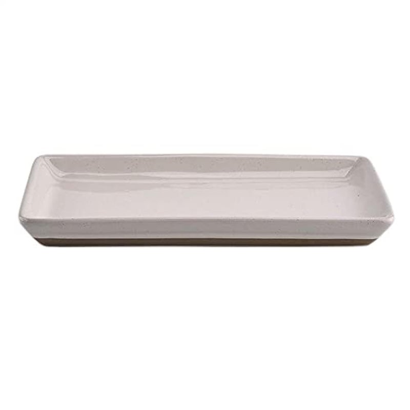 Sweet Water Decor Sweet Water Decor Stoneware Tray for Home  Cream Speckled  Kitchen and Bathroom Dispenser Holder  Jewelry Dish  Glass Soap Holder for Bottles  Long Plate for Counter Tops  Vanity Decor 