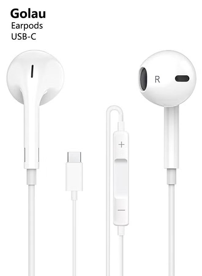 غولو سماعات أذن مع منفذ USB-C، سماعات أذن سلكية مع جهاز تحكم عن بعد مدمج للتحكم في الموسيقى والمكالمات الهاتفية ومستوى الصوت، سماعات أذن لأجهزة iPhone 16/15 Pro Max وiPad Pro/Air وSamsung - Image 1