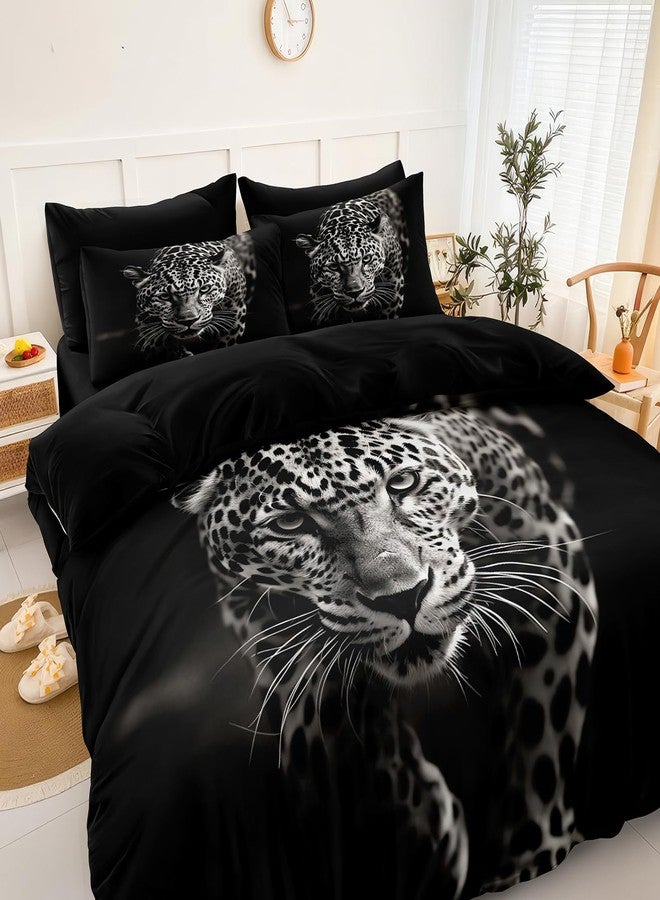 Bedorm Wild Animal Comforter Set Leopard African Bedding Set Black and White Cheetah Leopard Printed Bedding Safari Animal Tropical King Comforter Set for All Season - Image 2