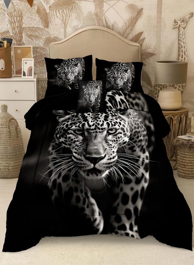 Bedorm Wild Animal Comforter Set Leopard African Bedding Set Black and White Cheetah Leopard Printed Bedding Safari Animal Tropical King Comforter Set for All Season - Image 1