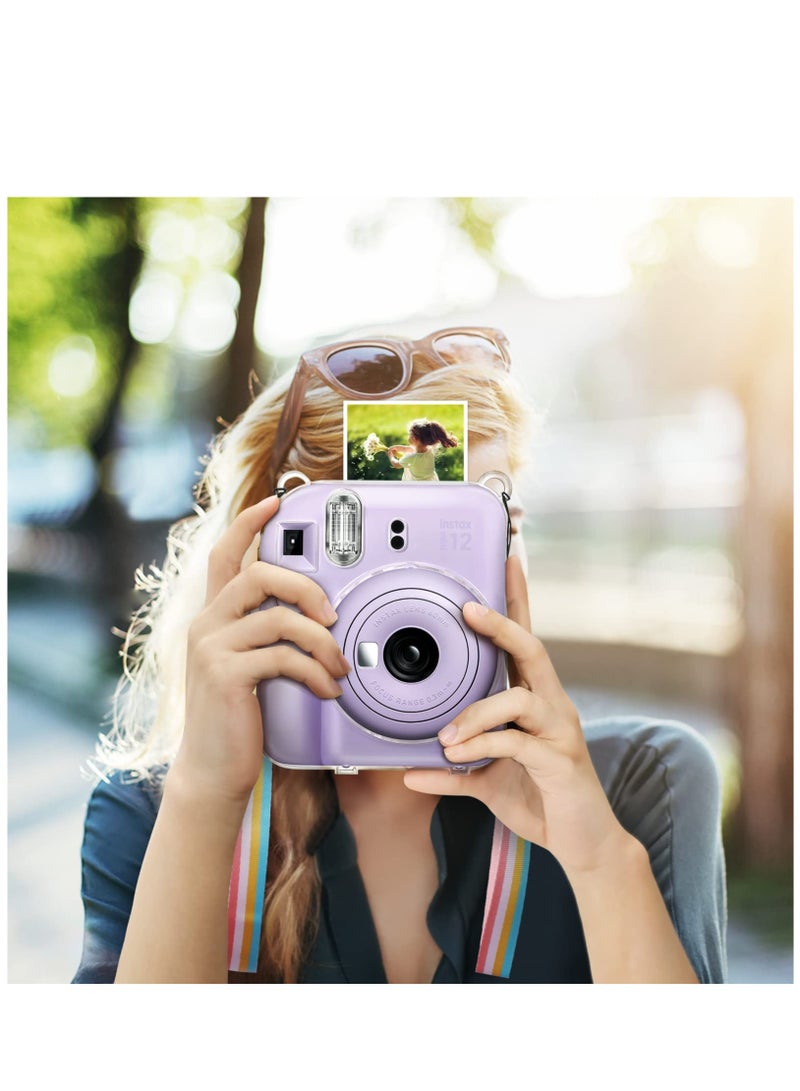 Protective Case Compatible with Fujifilm Instax Mini 12 Instant Film Camera/Crystal Hard Shell PVC Protective Cover Carrying Cover/with Adjustable Shoulder Strap -Clear  - Image 5