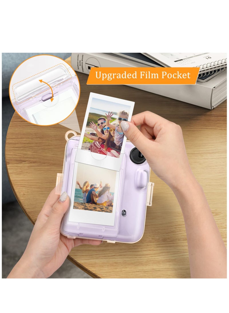 Protective Case Compatible with Fujifilm Instax Mini 12 Instant Film Camera/Crystal Hard Shell PVC Protective Cover Carrying Cover/with Adjustable Shoulder Strap -Clear  - Image 3