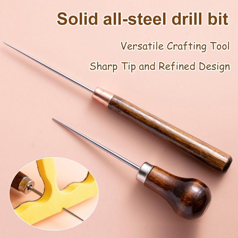Gourd-shaped solid steel awl needle for manual drilling, shoe repair, shoe mending, straight awl for sewing, wooden handle awl for shoe fitting tools. - Image 5