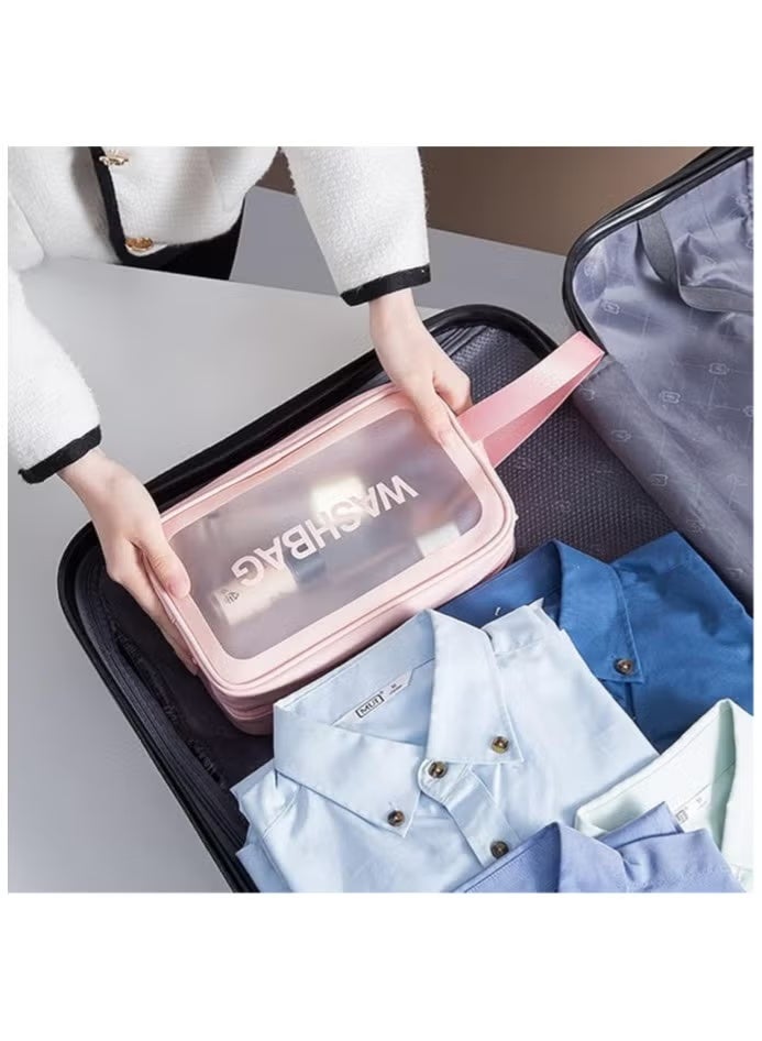 Clear Toiletry Bag, 3 Pcs Makeup Cosmetic Bag Transparent Travel Wash Bag for Women And Girls (Multi Color - Image 5