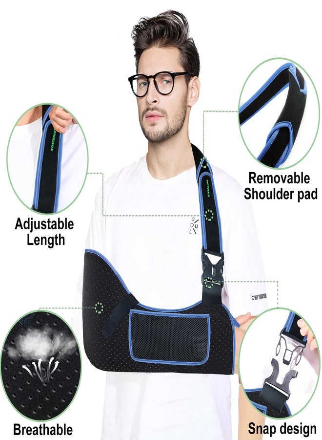 KONSEDIK Arm Sling Shoulder Support,Breathable Padded Brace with Pocket&Thumb Loop,Fits Left&Right Arm,for Rotator Cuff,Elbow,Wrist&Clavicle Injury,Post-Surgery Recovery for Men&Women(Black,Medium) - Image 3