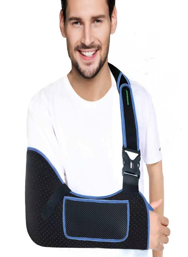 KONSEDIK Arm Sling Shoulder Support,Breathable Padded Brace with Pocket&Thumb Loop,Fits Left&Right Arm,for Rotator Cuff,Elbow,Wrist&Clavicle Injury,Post-Surgery Recovery for Men&Women(Black,Medium) - Image 1