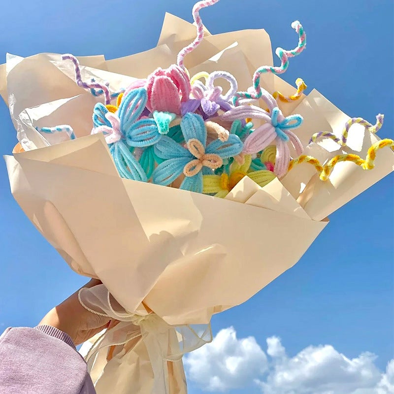 Mixed Color Hair Root Diy Materials Kidsren'S Educational Toys Tops Velvet Strips Kindergarten Handmade Twist Stick Bouquet - Image 3