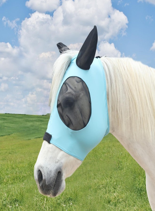 TARFEPA Stretchy Horse Fly Mask for Horses, Soft Lycra Equine Mesh Mask, Elasticity Horse Face Covering, Breathable&UV Protection, Pacific Blue, Cob - Image 3