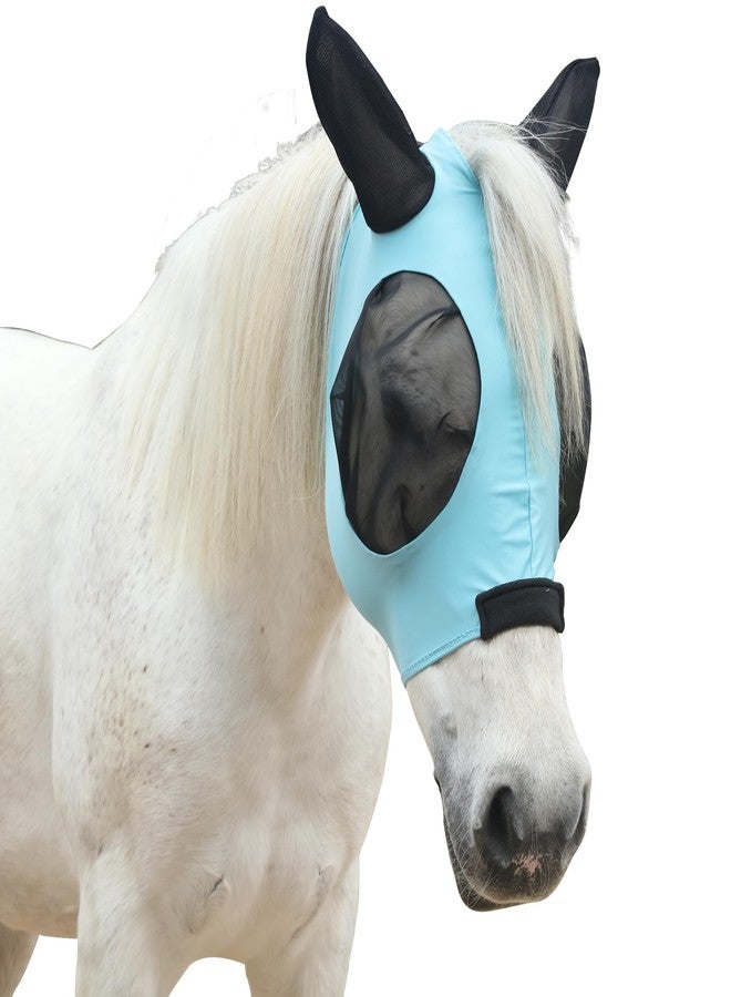 TARFEPA Stretchy Horse Fly Mask for Horses, Soft Lycra Equine Mesh Mask, Elasticity Horse Face Covering, Breathable&UV Protection, Pacific Blue, Cob - Image 1