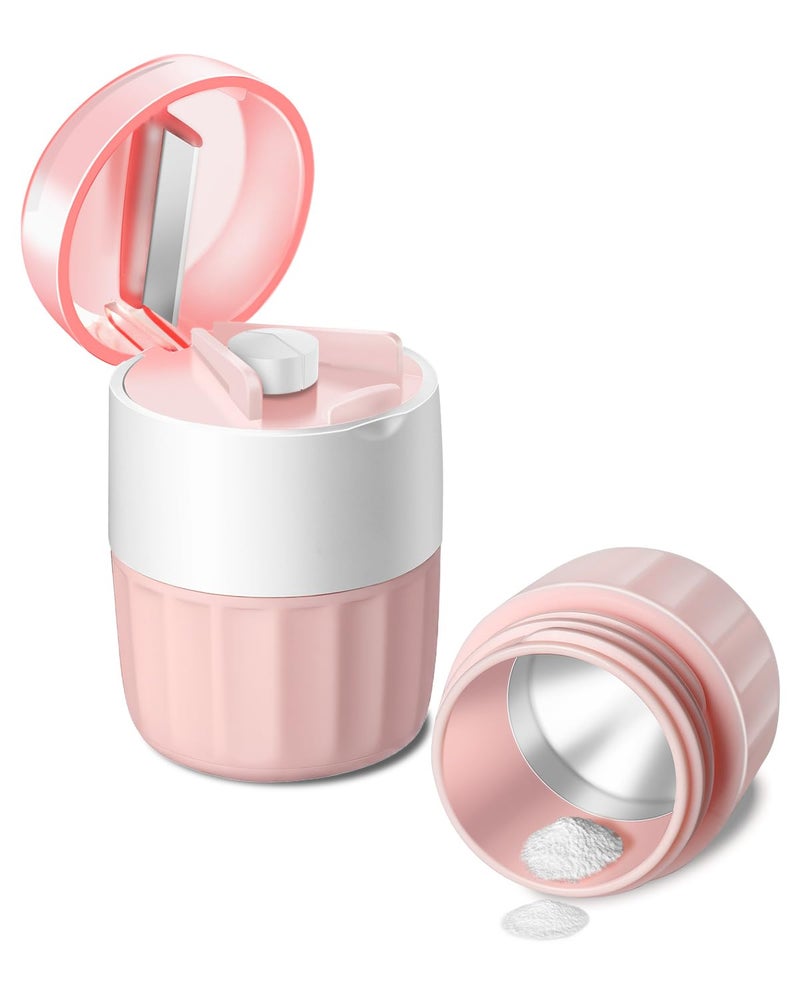 Cotatoc Pill Crusher Fine Powder - Cotatoc 3-in-1 Pill Crusher with Stainless Steel Grinding Pestle, Portable Pill Cutter and Crusher for Elderly and Pets (Pink) - Image 1