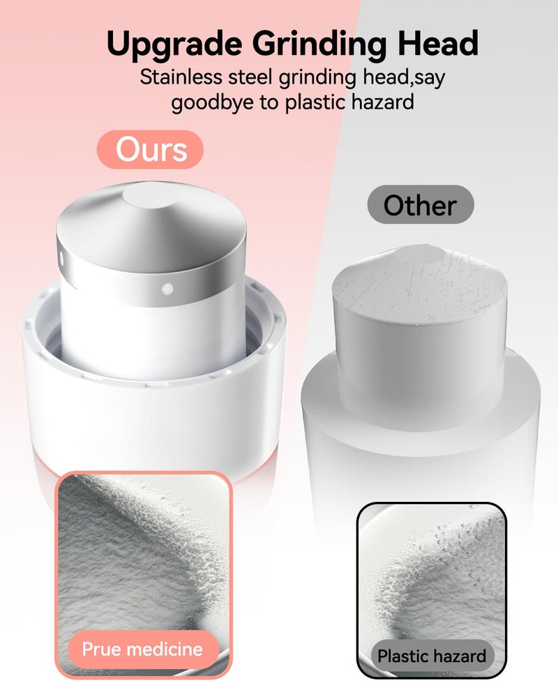 Cotatoc Pill Crusher Fine Powder - Cotatoc 3-in-1 Pill Crusher with Stainless Steel Grinding Pestle, Portable Pill Cutter and Crusher for Elderly and Pets (Pink) - Image 2