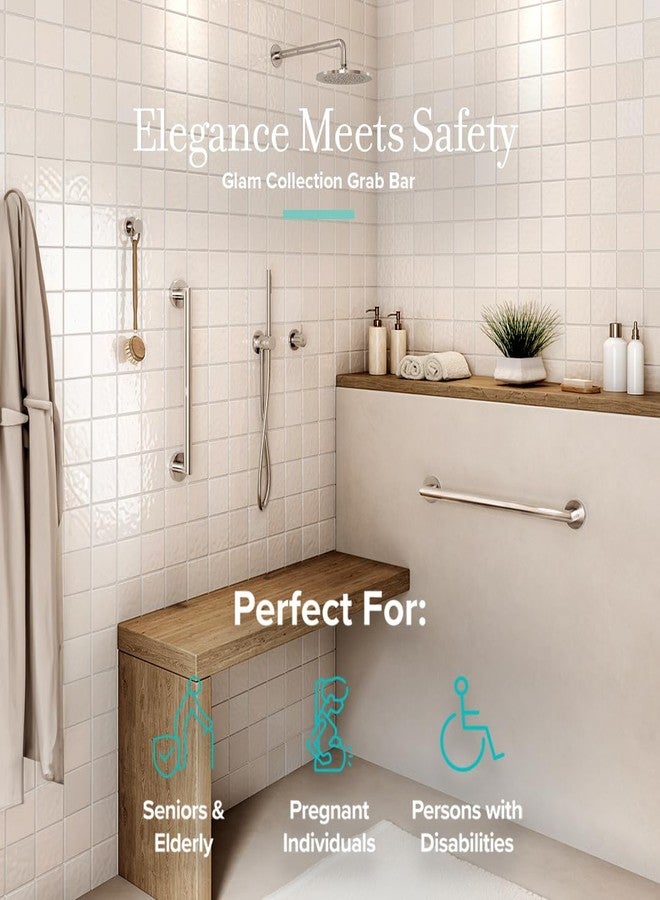 Gatco 970 Glam Shower Grab Bar, 12 Inch, ADA Compliant Stainless Steel, Satin Nickel, Wall Mounted Bathroom Handrail - Image 4