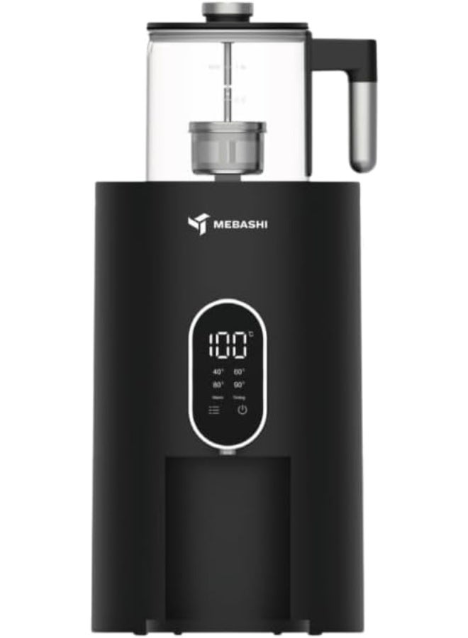 MEBASHI ME-SMV4001 Electric Samovar with Digital Touch Panel, 3L Stainless Steel Kettle & 1L Glass Teapot, LED Display, 4 Function Settings, Modern Tea Maker, Countertop Tea Brewing System, Black
