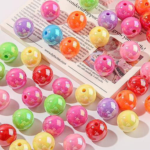 ANCADN 16mm Acrylic Beads 100pcs Ab Rainbow Color Pen Beads Chunk Bubblegum Beads for DIY for Jewelry Making Bracelets Beadable Pens(Rainbow) - Image 4