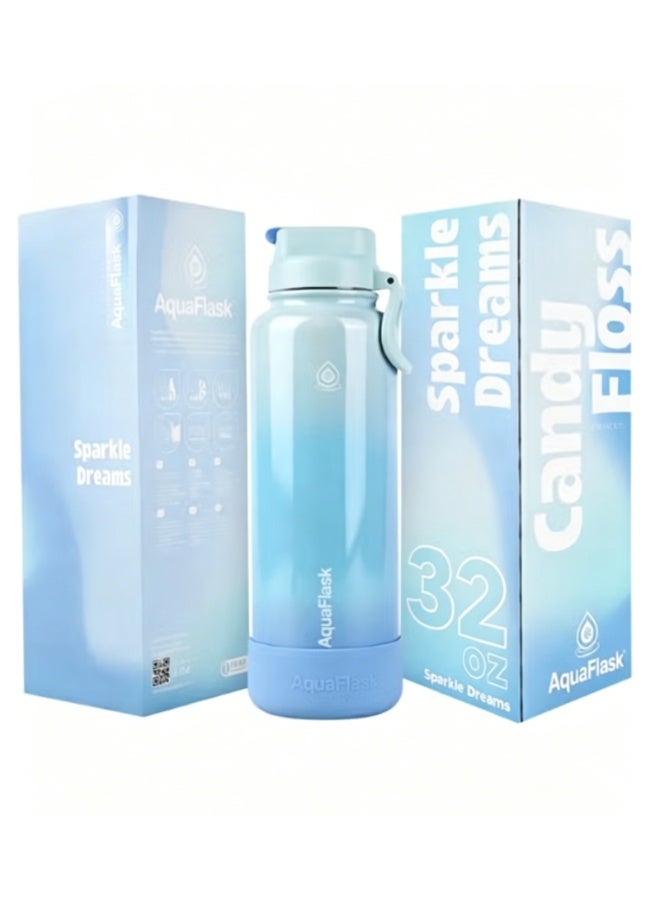 أكوافلاسك زجاجة مياه معزولة بتفريغ الهواء من أكوافلاسك بنكهة حلوى القطن، سع لتر (32 أونصة)، بتصميم سباركل دريمز - Image 3