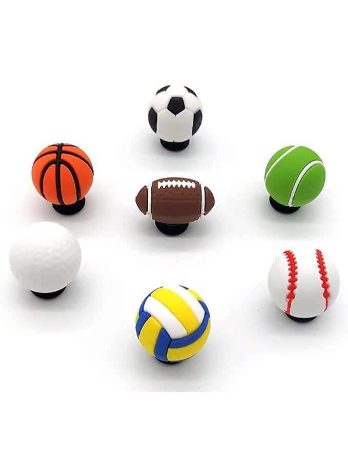 ChicAbode Boys Sports Shoe Charm for Boys Girls Kids, Shoe Charm for Crocs, 3D Football Baseball Basketball Tennis Golf Rugby Volleyball Shoe Decoration Charms for Clog Sandals Birthday Party Gift, Polyvinyl - Image 1