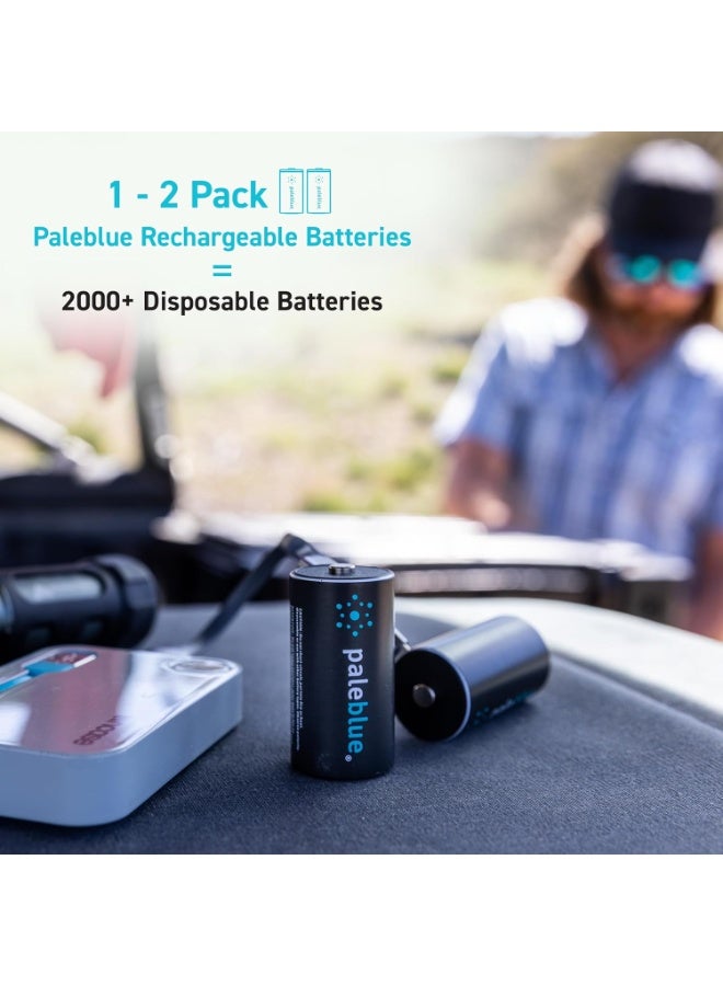 paleblue C Rechargeable Li-Ion Batteries (2-Pack) with USB-A to USB-C Cable; 1.5V, 5550mWh/3700mAh, Fast Charging Under 3.5 Hours, 1000+ Cycles, LED Charge Indicator, High-Capacity Lithium Batteries, No External Charger Needed - Image 4
