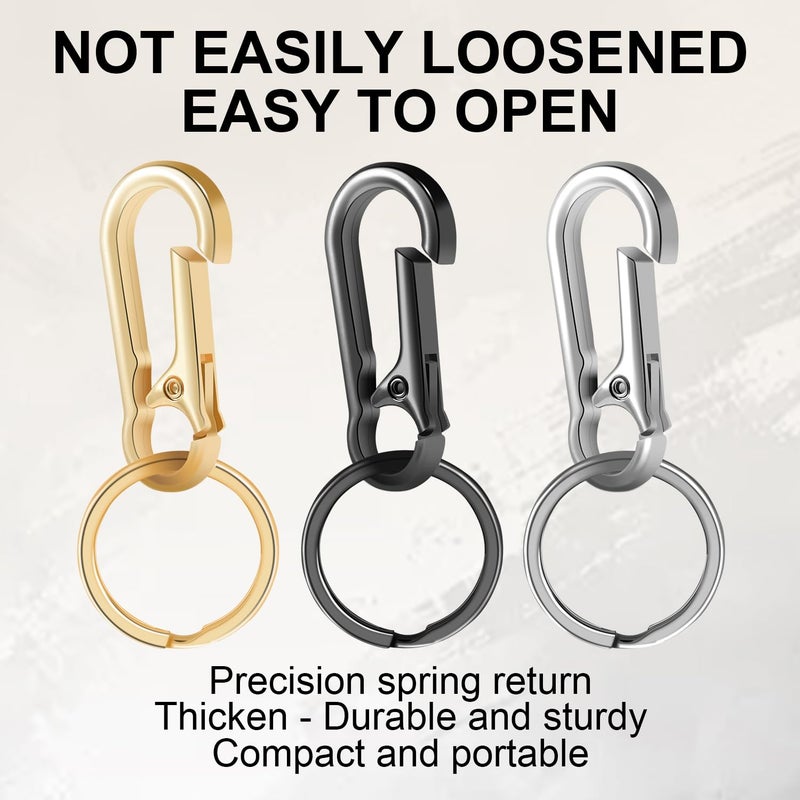 ManTangSun 2pcs Metal Keychain Rings, Sturdy Key Chain Ring Carabiner Clip, Key Holder Organizer for Purse Charms Hook, Paracord Keychain Lanyard, Men and Women Home Car Keyrings (Black) - Image 4