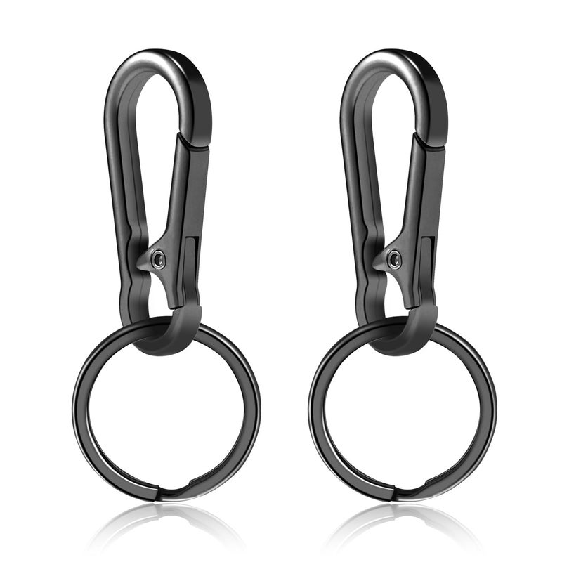 ManTangSun 2pcs Metal Keychain Rings, Sturdy Key Chain Ring Carabiner Clip, Key Holder Organizer for Purse Charms Hook, Paracord Keychain Lanyard, Men and Women Home Car Keyrings (Black) - Image 1