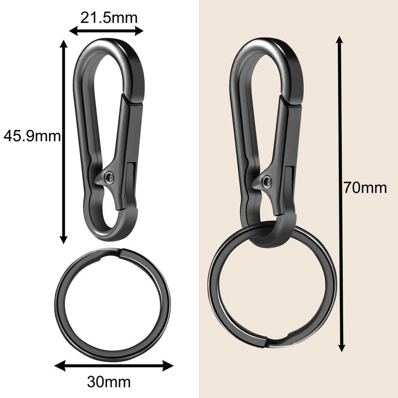 ManTangSun 2pcs Metal Keychain Rings, Sturdy Key Chain Ring Carabiner Clip, Key Holder Organizer for Purse Charms Hook, Paracord Keychain Lanyard, Men and Women Home Car Keyrings (Black) - Image 3