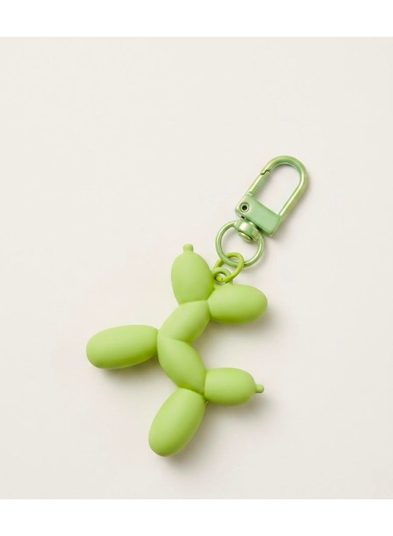 HYLN Matte Light Green Balloon Dog Keychain Charm with Carabiner - Image 2