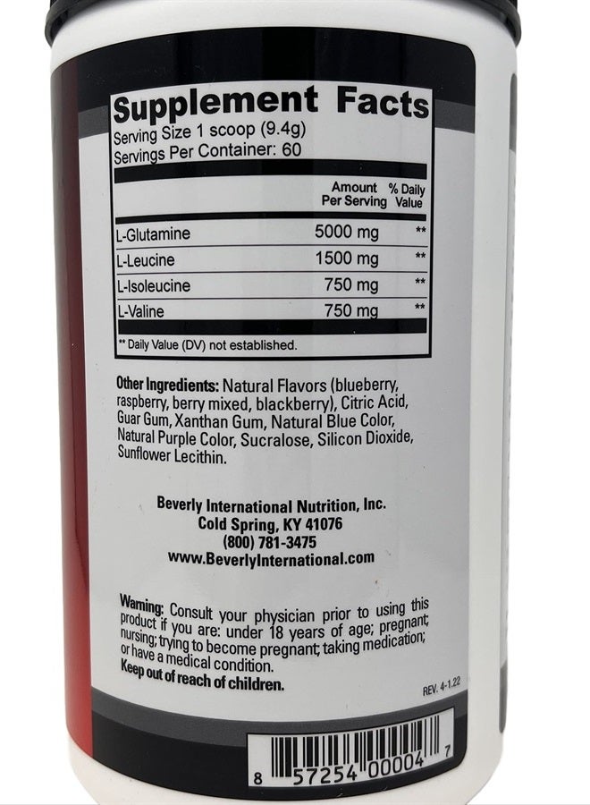 Beverly International Glutamine Select, 60 Servings. Clinically Dosed L-Glutamine and Amino Acid Formula for Lean Muscle and Recovery. Sugar-Free Powder. BCAA's. - Image 3