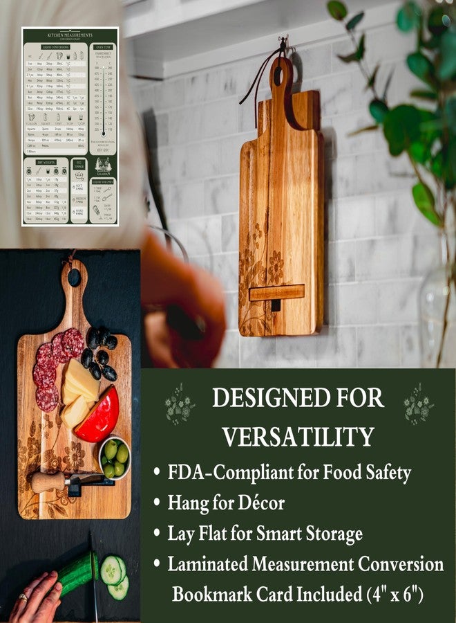 ULLAHOLM Wood Cookbook Stand for Kitchen Counter - Reversible Wooden Recipe Book Holder Stand with Cooking Measurement Conversion Card - Gift-Ready Adjustable Tablet Cook Book Holder with Charging Cable Slot - Image 4
