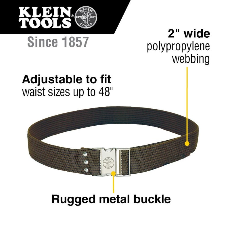 Klein Tools 5225 Tool Belt, Adjustable Electrician Belt is 2-Inch Wide, Adjusts for 48-Inch Waist - Image 2