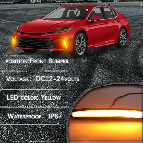 GEEGEETOP Front Fog Light LED Bumper Grille Intake Trim Kit for Toyota Camry 2025 LE XLE,Turn Signal Light & Daytime Running Light,2 PCS - Image 3