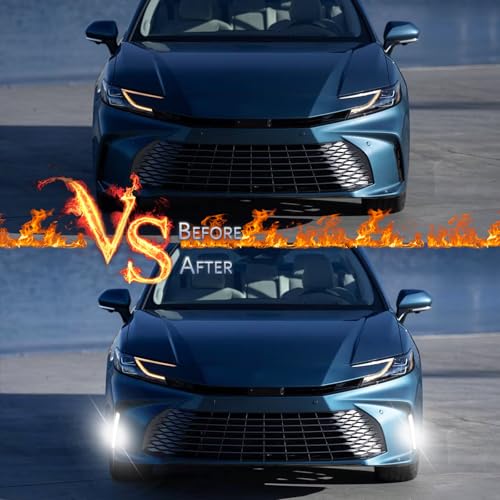 GEEGEETOP Front Fog Light LED Bumper Grille Intake Trim Kit for Toyota Camry 2025 LE XLE,Turn Signal Light & Daytime Running Light,2 PCS - Image 5