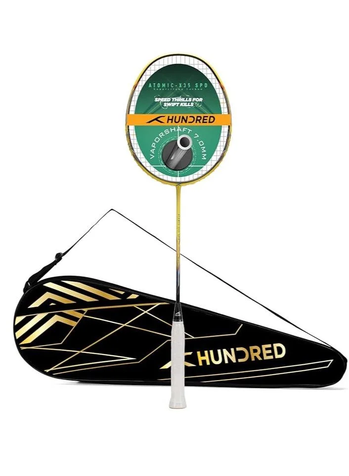 HUNDRED Hundred Atomic X 35 Spd Unstrung Badminton Racket With Full Cover